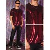 Lars Amadeus Men's Short Sleeves Crew Neck Nightclub Party Sequin T-Shirts - 4 of 4