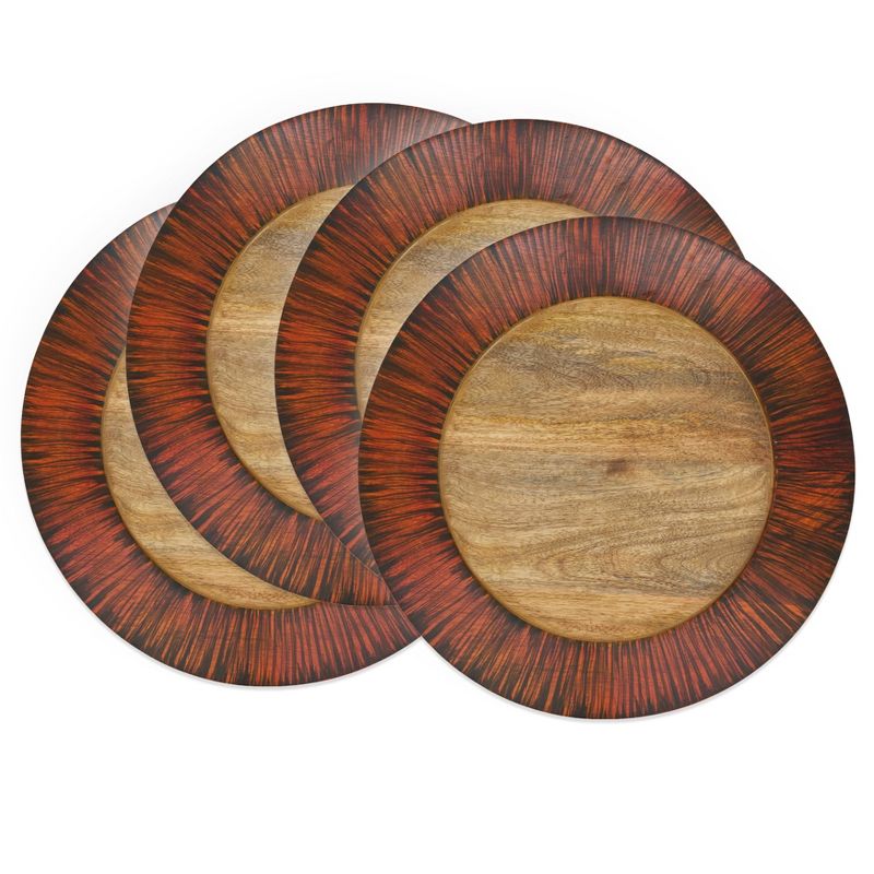 Saro Lifestyle Vintage Wood Design Charger Plate (Set of 4), 13", Brown, 3 of 5