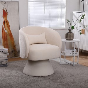 TIRAMISUBEST Swivel Accent Chair Armchair, Round Barrel Chair in Fabric for Living Room Bedroom(Beige) - 1 of 4