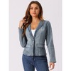 INSPIRE CHIC Women's Lapel Collar Long Sleeve One Button Work Denim Blazer - 2 of 4