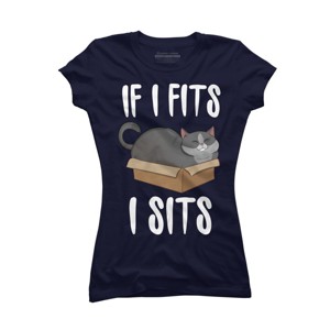 Junior's Design By Humans Cat In A box By Freshoutlook T-Shirt - 1 of 3