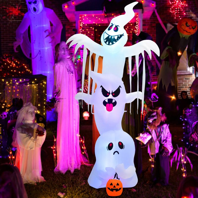 Costway 10 ft Inflatable Halloween Overlap Ghost Giant Decoration w/ Colorful RGB Lights, 3 of 11