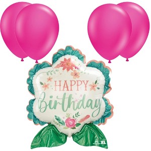 LoonBallon 27 Inch Free Spirit Birthday Balloon with 4 latex balloons - Festive & Unique - 1 of 2