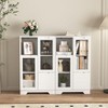 HDZNVF MDF Painted Cabinet with Glass Doors and drawer, Open Storage Space, White - 4 of 4