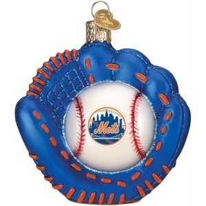 Old World Christmas Blown Glass Ornament for Christmas Tree, New York Mets Baseball Mitt - 1 of 3