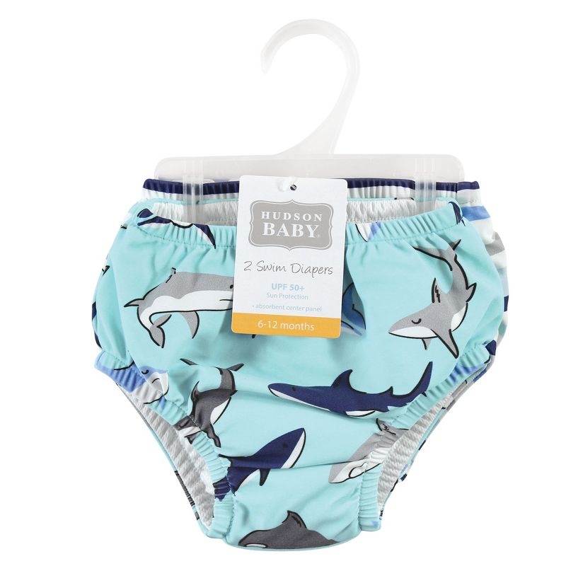 Hudson Baby Infant Boy Swim Diapers, Shark, 2 of 5