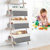 Aoibox Large Capacity Fabric Storage Bins for Closets Shelves with Leather Handles Organizer Boxes Grey 3 Pack - 2 of 4