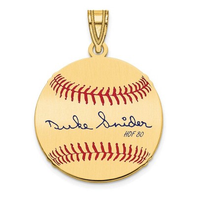 Black Bow Jewelry 14K Gold Plated Duke Snider Signature SM Enamel Baseball Pendant