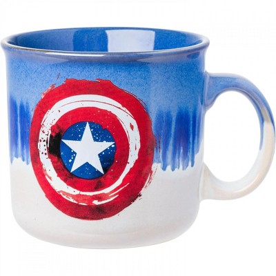 Adult Captain America Logo 20oz Jumbo Reactive Glaze Ceramic Camper Mug