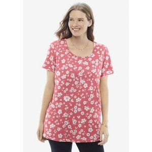 Woman Within Plus Size Perfect Printed Short-Sleeve Scoopneck Tee - 1 of 4