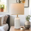 Itopfox White Modern Ceramic Bedside Lamp Set of 2 for Bedroom Decor Farmhouse Table Lamp for Living Room Office Dorm - 4 of 4