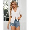 Clearlove Women's Pleated Short Sleeve Cardigan Lightweight Knit Open Front Cover Up with Draped Details - 3 of 4