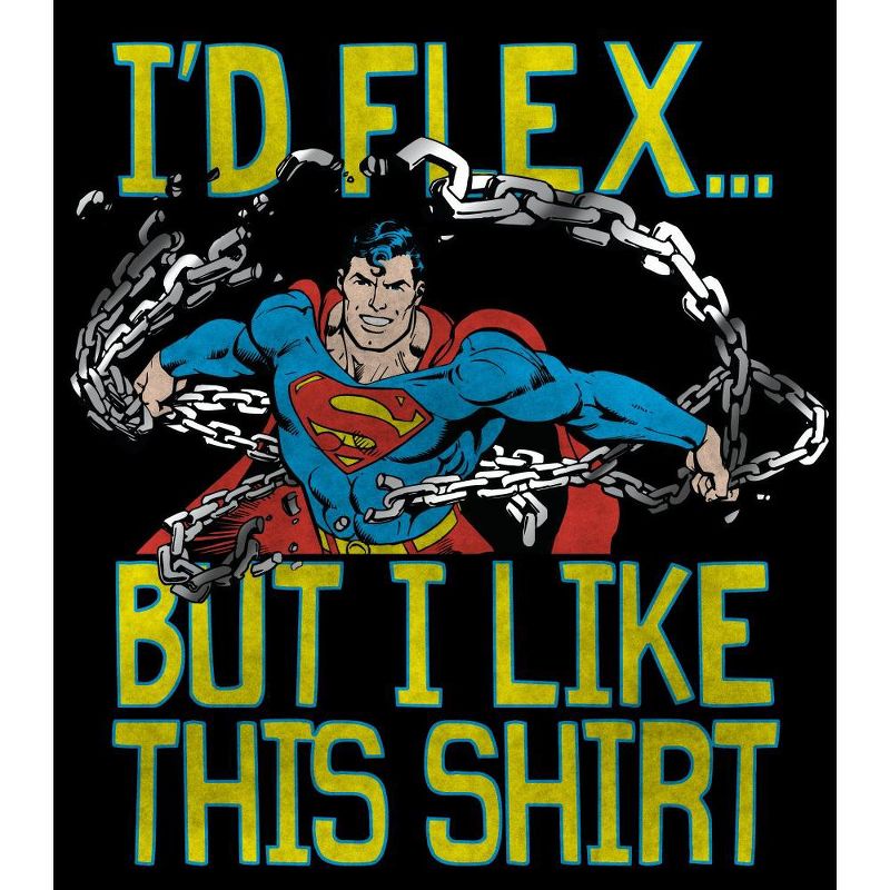 Superman I'd Flex But I Like This Shirt Black T-shirt Toddler Boy to Youth Boy, 2 of 3