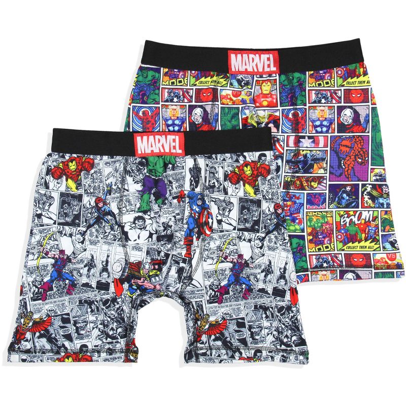 Marvel Mens' 2 Pack Vintage Superhero Comic Boxers Underwear Boxer Briefs Multicolored, 1 of 5