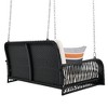 Vynxaria PE Wicker Porch Swing, 2-Seater Hanging Bench With Chains, Patio Furniture Swing For Backyard Garden Poolside, Black And Beige - 4 of 4