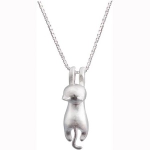 925 Sterling Silver Cat Necklace for Women, Dainty Charm Pendant Jewelry Gift 04_Matte_Silver - 1 of 4