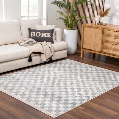 Hauteloom Benjy Cream & Charcoal Checkered Area Rug