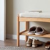 Gulches Beige Natural Solid Wood Shoe Bench Mid Century Modern Storage Bench with High Rebound Sponge Cushion for Entryway Living Spaces - 4 of 4