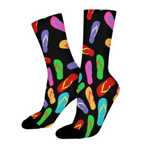 Flip Flops Women Printed Crew Socks Funny Funky Socks Soft Polyester Novelty Gifts for Artists Men - 1 of 1