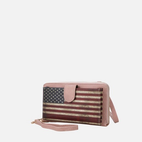 MKF Collection American Flag Smartphone Crossbody Bag – Patriotic Fourth of July Wallet Handbag, Kiara | MKF Collection by Mia K - Rose Pink