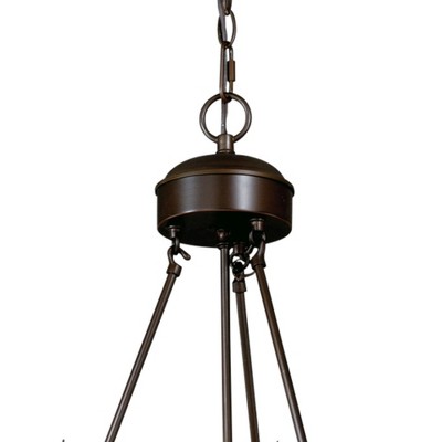 Yosemite Rustic Bronze Tree Silhouette Chandelier with Amber Flake Glass