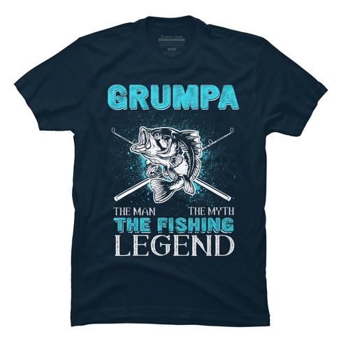 Men's Design By Humans Grumpa Man Myth Fishing Legend By Hoangcathrine T- shirt - Navy - 3x Large : Target