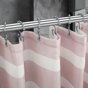 Home Mart Goods 12 Piece Set Brushed Nickel Heavy Duty Double Ear Shower Curtain Hooks Rings Rustproof Metal - 1 of 4