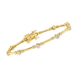 Ross-Simons 1.00 ct. t.w. Bezel-Set Lab-Grown Diamond Station Bracelet in 18kt Gold Over Sterling - 1 of 4