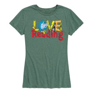 Women's - Dr. Seuss - The Cat In The Hat Book Cover Love Reading Short Sleeve Graphic T-Shirt - 1 of 4