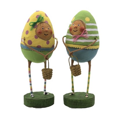 Lori Mitchell 5.75" Eggland's Best Duo Easter Crazy Socks Baskets  -  Decorative Figurines