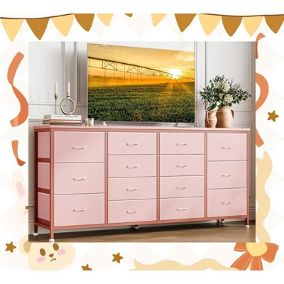 Garvee 63" W Dresser TV Stand for 65-75 Inch TV - 14 Drawer Storage Solution with Fabric Removable Drawers