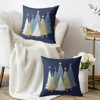 Blue Christmas Pillow Covers 18X18 Set of 2, Winter Light Blue White Gold Xmas Tree Decorative - 3 of 4