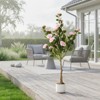 Orieon 4FT Artificial Camellia Tree with Lifelike Pink Flowers, Faux Plant in Pot for Home Office Floor Decor - 3 of 4