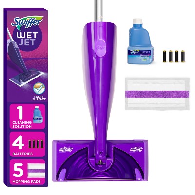 Swiffer WetJet Floor Mop Starter Kit (1 Spray Mop, 5 Mopping Pads, 1 Floor Cleaner Liquid Solution)