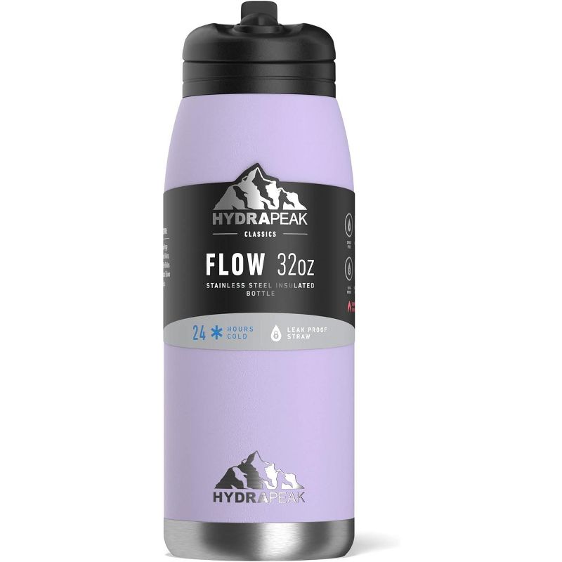 Hydrapeak Flow 32oz Insulated Stainless Steel Water Bottle With Leak-proof Straw Lid & Handle, 3 of 8