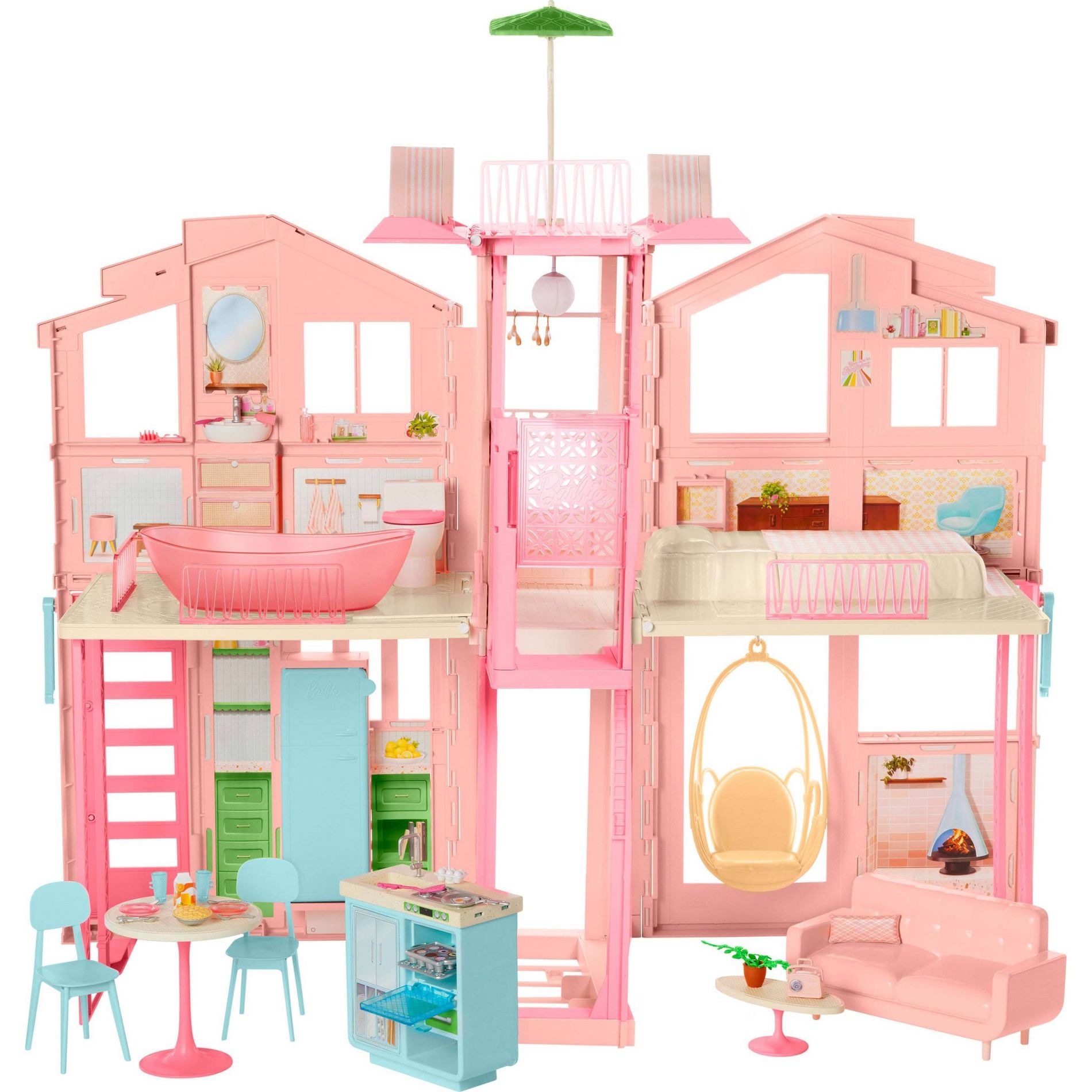 Barbie Hearth & Hand Townhouse Playset with 3 Levels & 40+ Pieces Including Furniture & Accessories