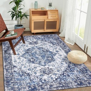 Vintage Washable Rug, Low-Pile, Ultra-Thin, Stain-Resistant, Non-Slip for Living Room, Bedroom, Dining - 1 of 4