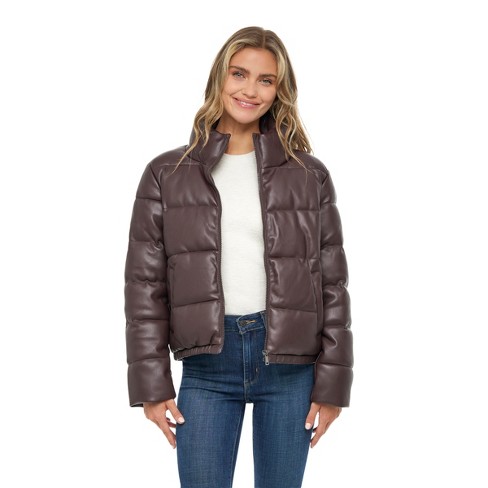 Faux-Leather Puffer Jacket