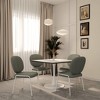 LeisureMod Bristol Square Dining Table with Marbled White MDF Top and White Steel Pedestal Base for Modern Kitchen and Dining Room - 2 of 4