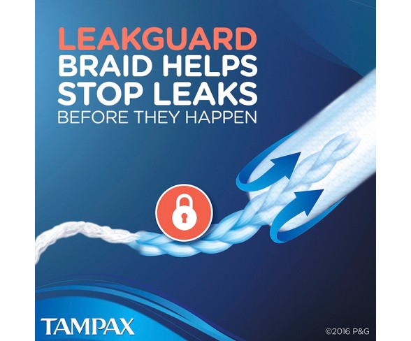 Tampax Pearl Tampons with LeakGuard Braid, Super Absorbency, 36 Ct 