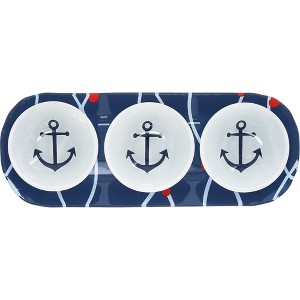 Pavilion Gift Company - Lake - 11" Glass Serving Tray with 3 Bowls - Serving Trays - 1 of 4