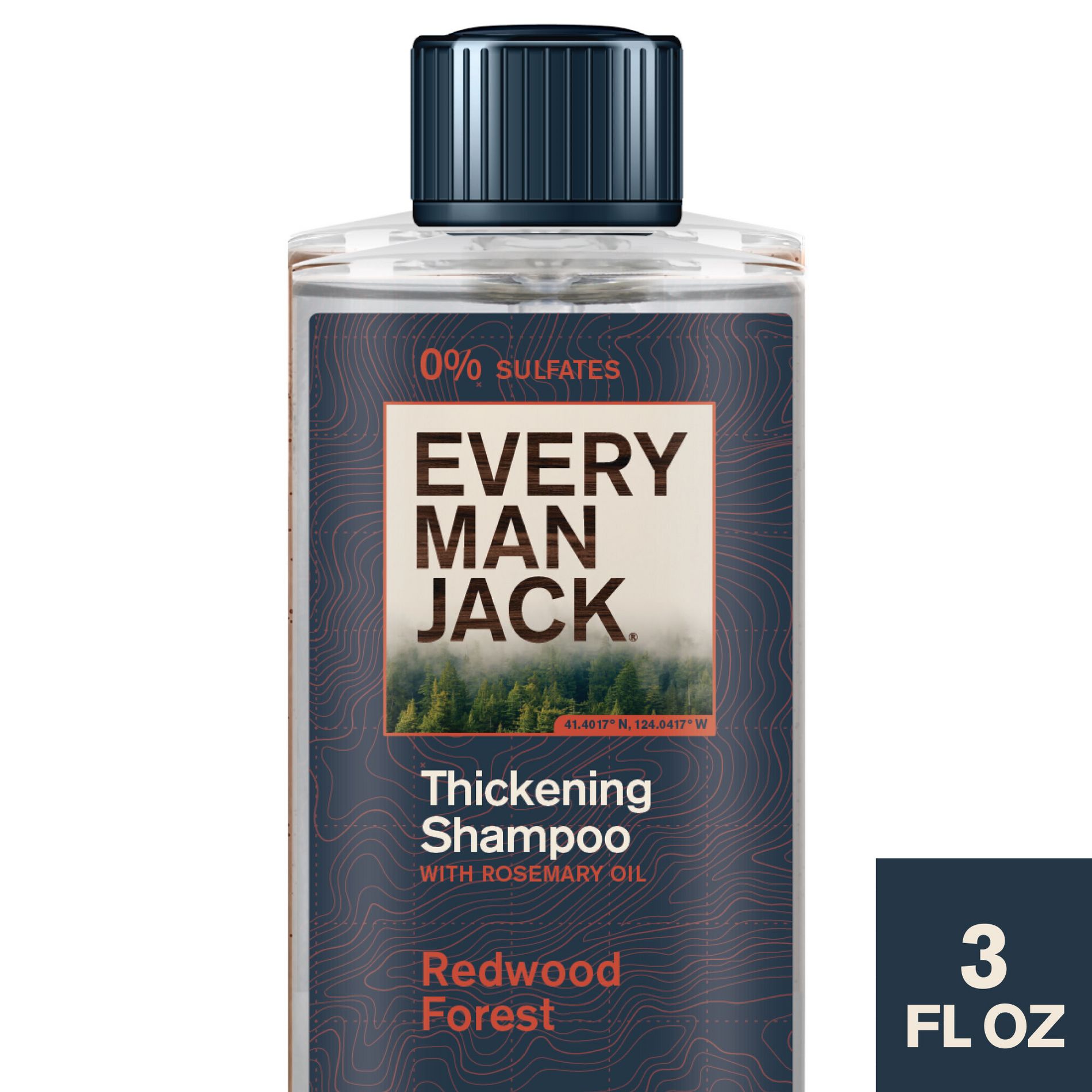 Every Man Jack Naturally Derived Men's Redwood Forest Thickening Shampoo - Rosemary Oil - 3 fl oz: Nourishing, Vegan, Sulfate-Free, Daily Use