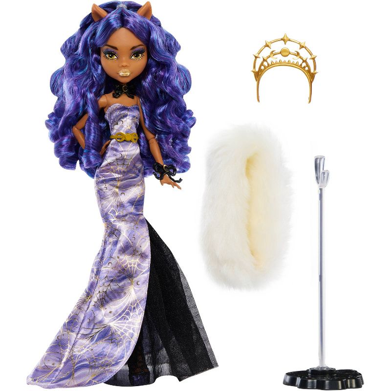 Monster High Clawdeen Wolf Howliday Edition Fashion Doll in Purple Gown, 5 of 7