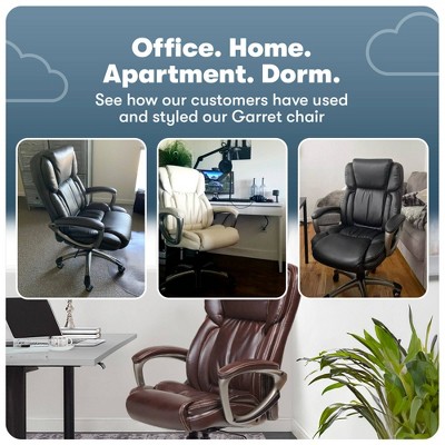 Beige High Back Leather Executive Swivel Office Chair
