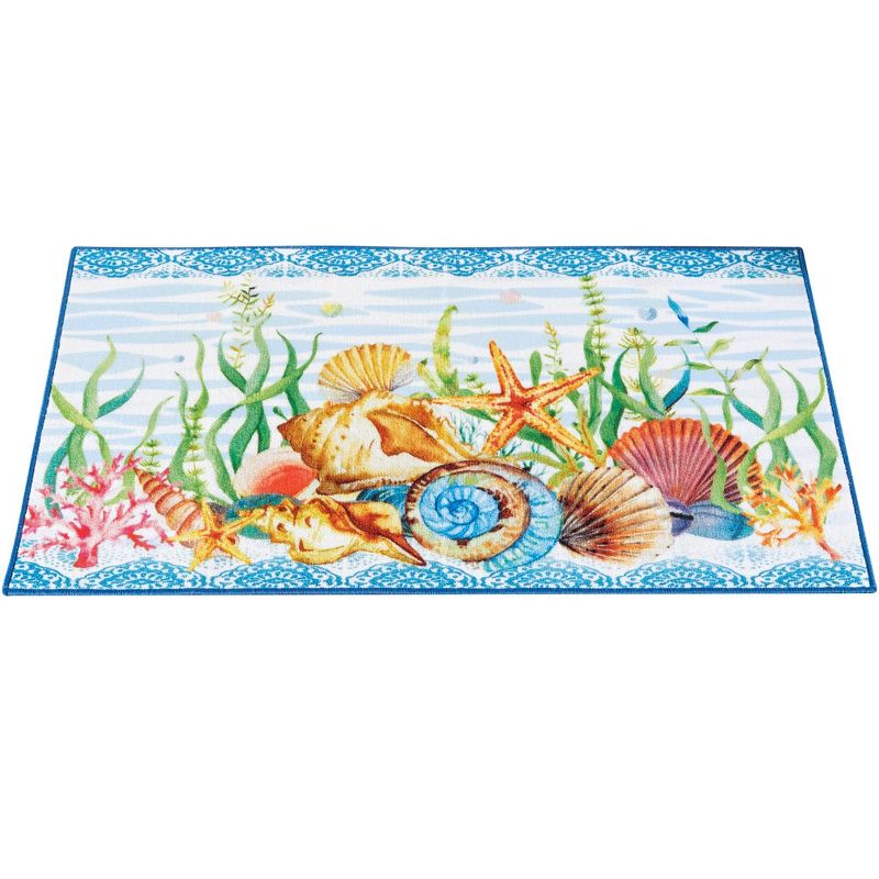 Collections Etc Coastal Seashell and Starfish Skid-Resistant Accent Rug, 1 of 5