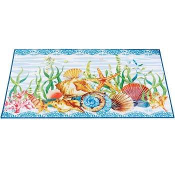 Collections Etc Coastal Seashell and Starfish Skid-Resistant Accent Rug