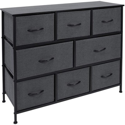 Sorbus 8 Drawers Wide Dresser - Organizer Unit with Steel Frame Wood Top and handle, Fabric Bins - Amazing for household decluttering