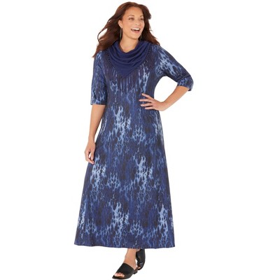Catherines Women's Plus Size Maxi Dress & Scarf Duet