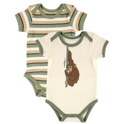 Image of Touched by Nature Baby Boy Organic Cotton Bodysuits, Green, 6-9 Months