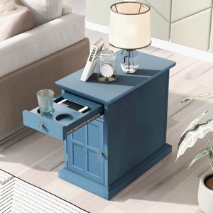 Nightstand,Vintage End Table With USB Ports And Multifunctional Drawer,Nightstand Table,Nightstand In Living Room-Cuddlewood - 1 of 4
